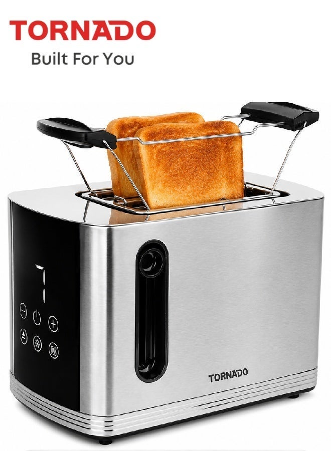 TORNADO 2-Slice Bread Toaster, 800W Power, Electronic Browning Control, Defrost / Reheat / Cancel Functions with LED Display, Removable Crumb Tray, Compact Design, Silver - TTA751-GS - 1-Year Free Warranty - Image 1
