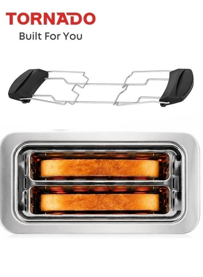 TORNADO 2-Slice Bread Toaster, 800W Power, Electronic Browning Control, Defrost / Reheat / Cancel Functions with LED Display, Removable Crumb Tray, Compact Design, Silver - TTA751-GS - 1-Year Free Warranty - Image 3
