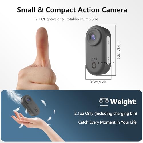 MGW Star 2.7K Mini Body Camera 64GB, Image Stabilization Wearable Action Body Cam, Thumb Hands Free Recording Bodycam with Magnetic Lanyard, Premium Portable Camcorder for Work/Travel/Pet Walking (Black) - Image 2