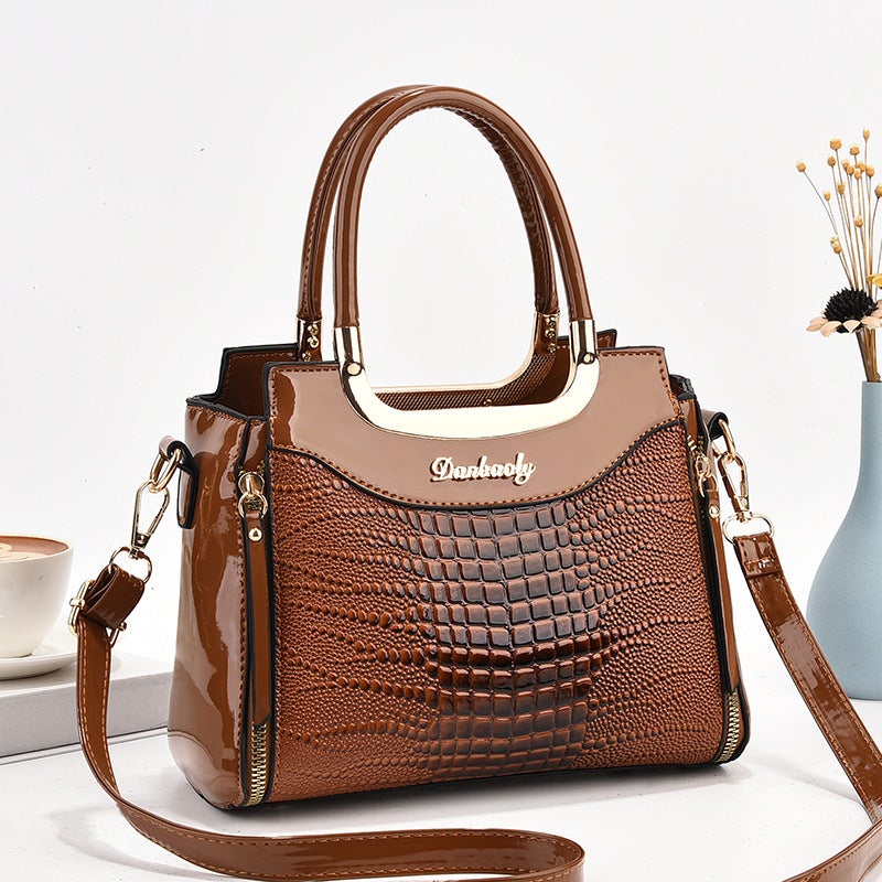 Trendy Bag Women'S Simple Bright Leather Women'S Commuter Handbag Fashionable Texturized Shoulder Crossbody Bag