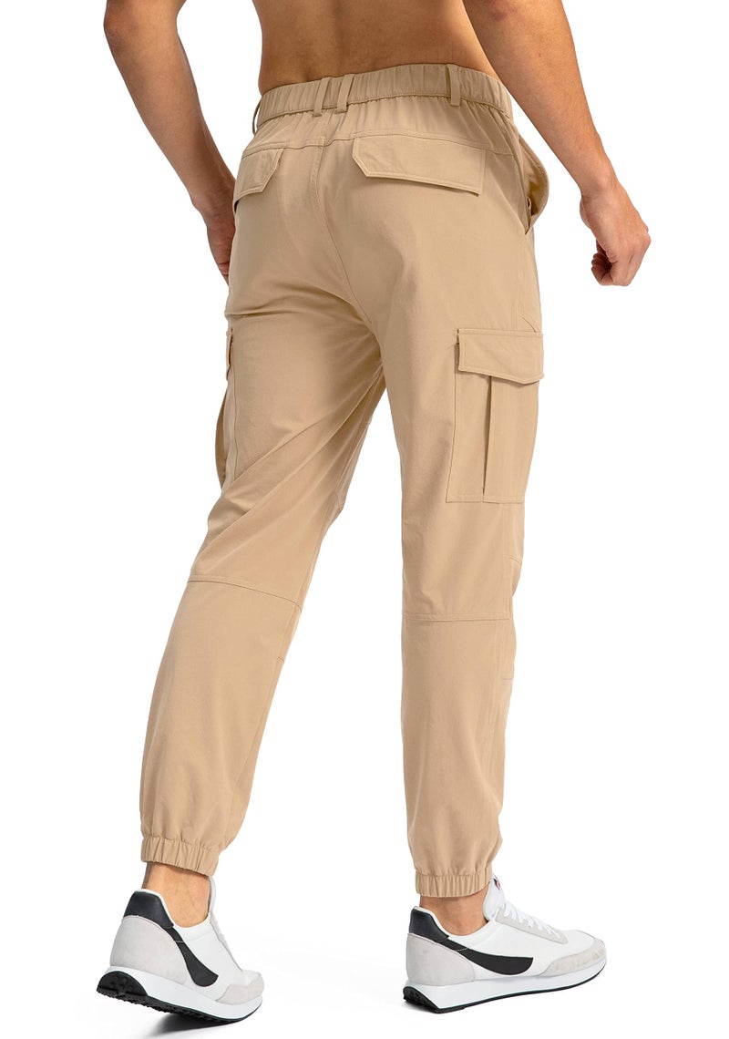 Pinkbomb Men's Hiking Cargo Pants with 7 Pockets Slim Fit Stretch Joggers Golf Cargo Work Pants for Men(Light Khaki, XXL) - Image 3