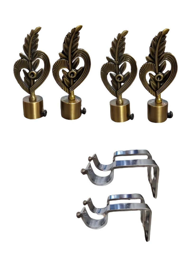 UPSCALE - Set of 4 Feather Finials with 4 side supporters for 25mm Curtain Rod|Stainless Steel Curtain Bracket|Curtain Accessories for Doors and Windows|Curtain Fittings|Curtain Holders - Image 1