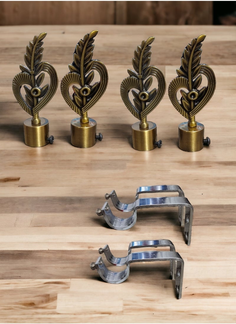 UPSCALE - Set of 4 Feather Finials with 4 side supporters for 25mm Curtain Rod|Stainless Steel Curtain Bracket|Curtain Accessories for Doors and Windows|Curtain Fittings|Curtain Holders - Image 1