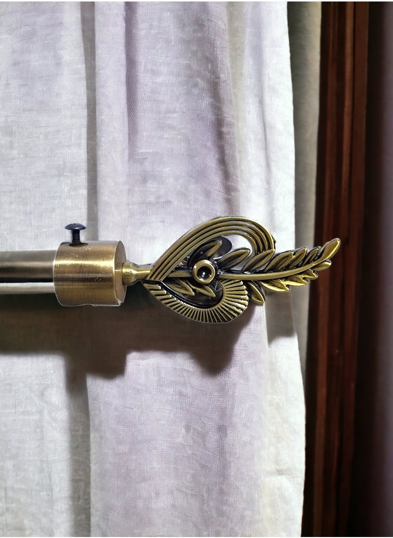 UPSCALE - Set of 4 Feather Finials with 4 side supporters for 25mm Curtain Rod|Stainless Steel Curtain Bracket|Curtain Accessories for Doors and Windows|Curtain Fittings|Curtain Holders - Image 1