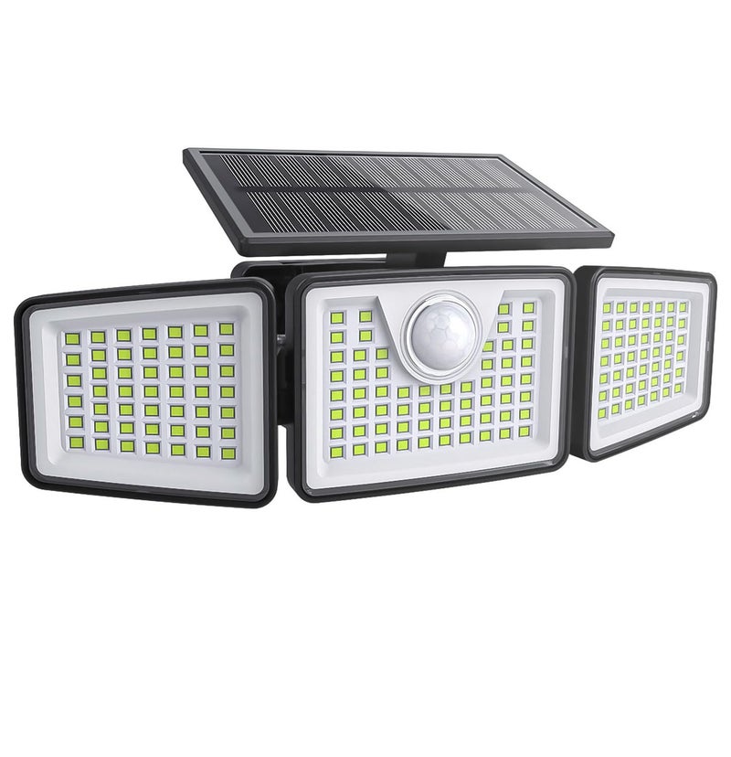 daphino 2500LM Solar Lights Outdoor with Motion Sensor3 Head 270 Wide Angle Street Area LightsIP65 Waterproof Security Lighting with 3 ModesRemote1 Pcs