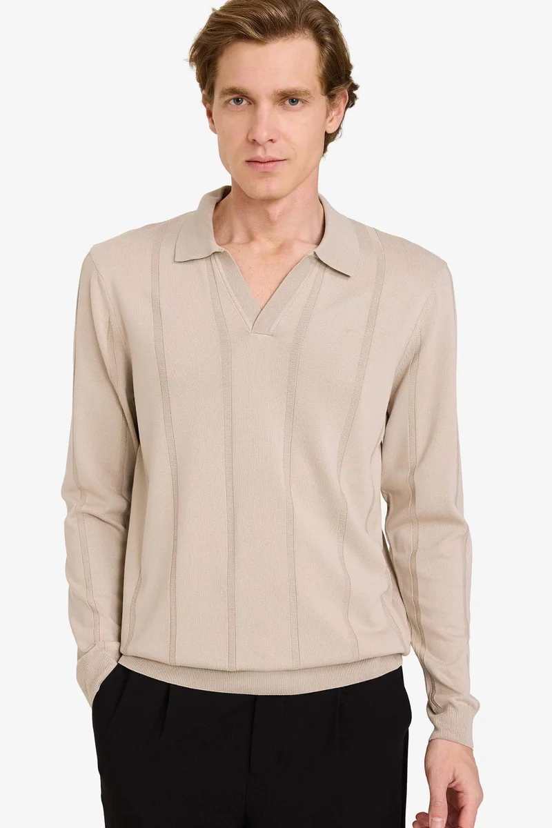 DeFacto Standard Fit Polo Collar Knitwear Pullover