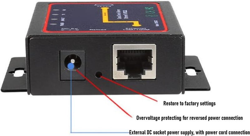 Naroote 485 to Ethernet Server Module, 2 Way Transmit Industrial Serial Port Converter | Support for Modbus Gateway, Server Client UDP Modes, ESD Protection (US Plug) - Image 5