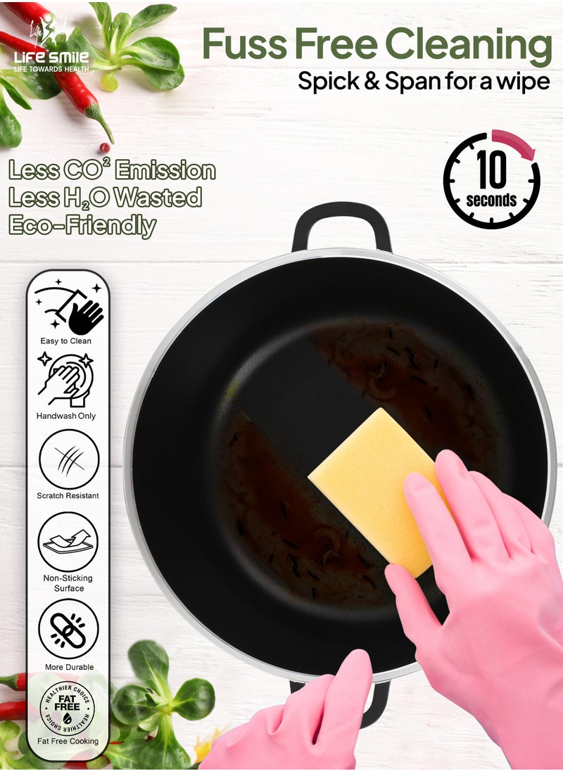 Life Smile LIFE SMILE Nonstick Ceramic Cookware Set 6-Piece (24/28/32cm Sizes Stockpots), Healthy Pots and Pans Set, Non-toxic Kitchen Cooking Set with Stay-Cool Handles, PFAS and PFOA Free  - Image 5