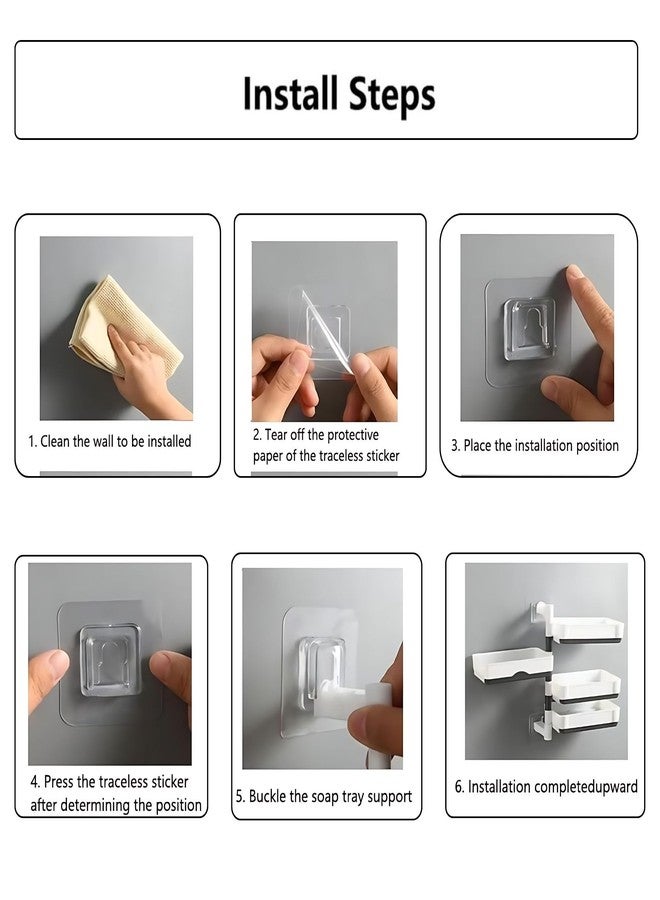 Hian Wall-Mounted Soap Holder with Removable Drain Base - Super Strong Self-Adhesive, No-Drill 3-Layer Rotatable Organizer for Bathroom, Shower & Kitchen (Black, Pack of 1) - Image 3