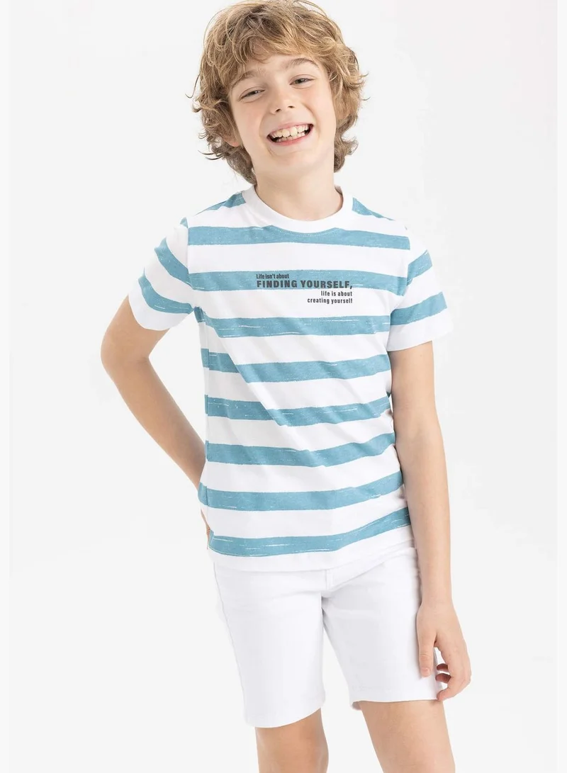 ديفاكتو Boy Crew Neck Knitted Short Sleeve T-Shirt