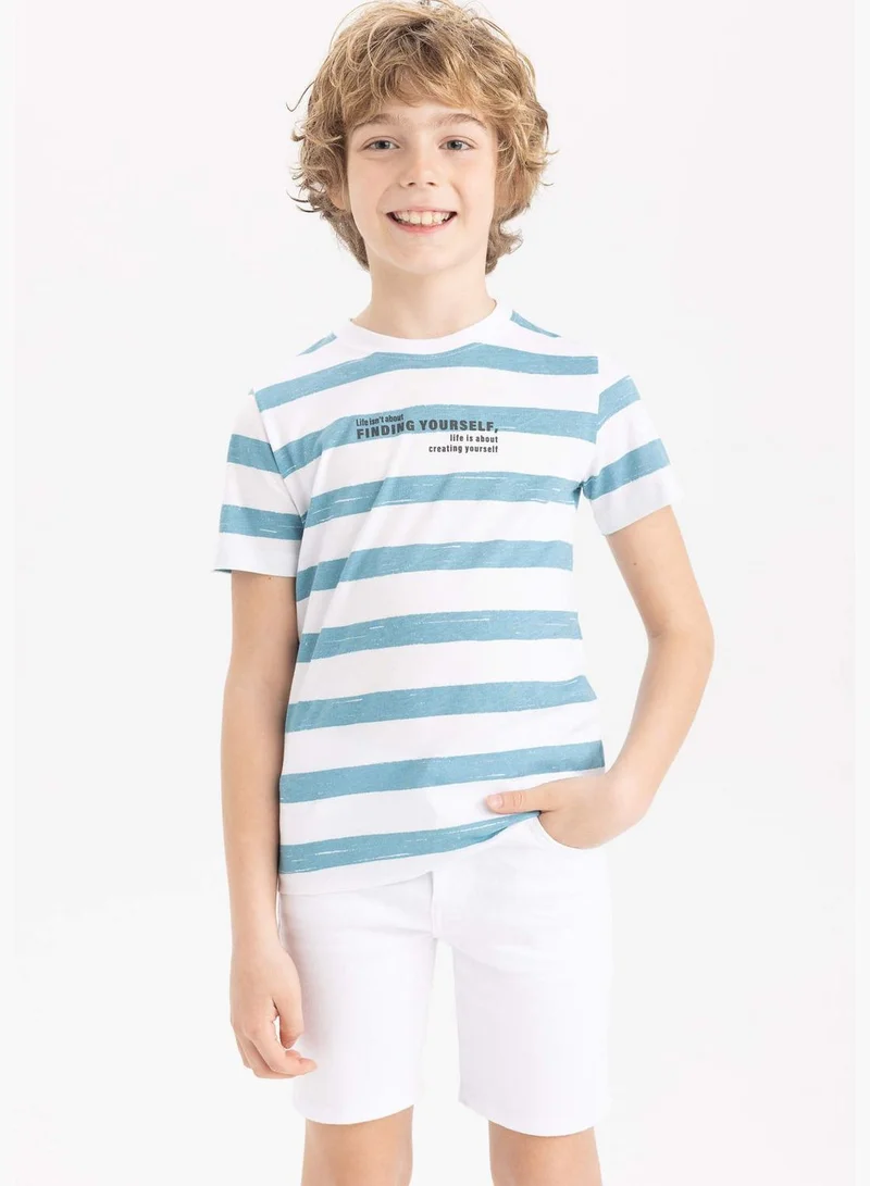 ديفاكتو Boy Crew Neck Knitted Short Sleeve T-Shirt