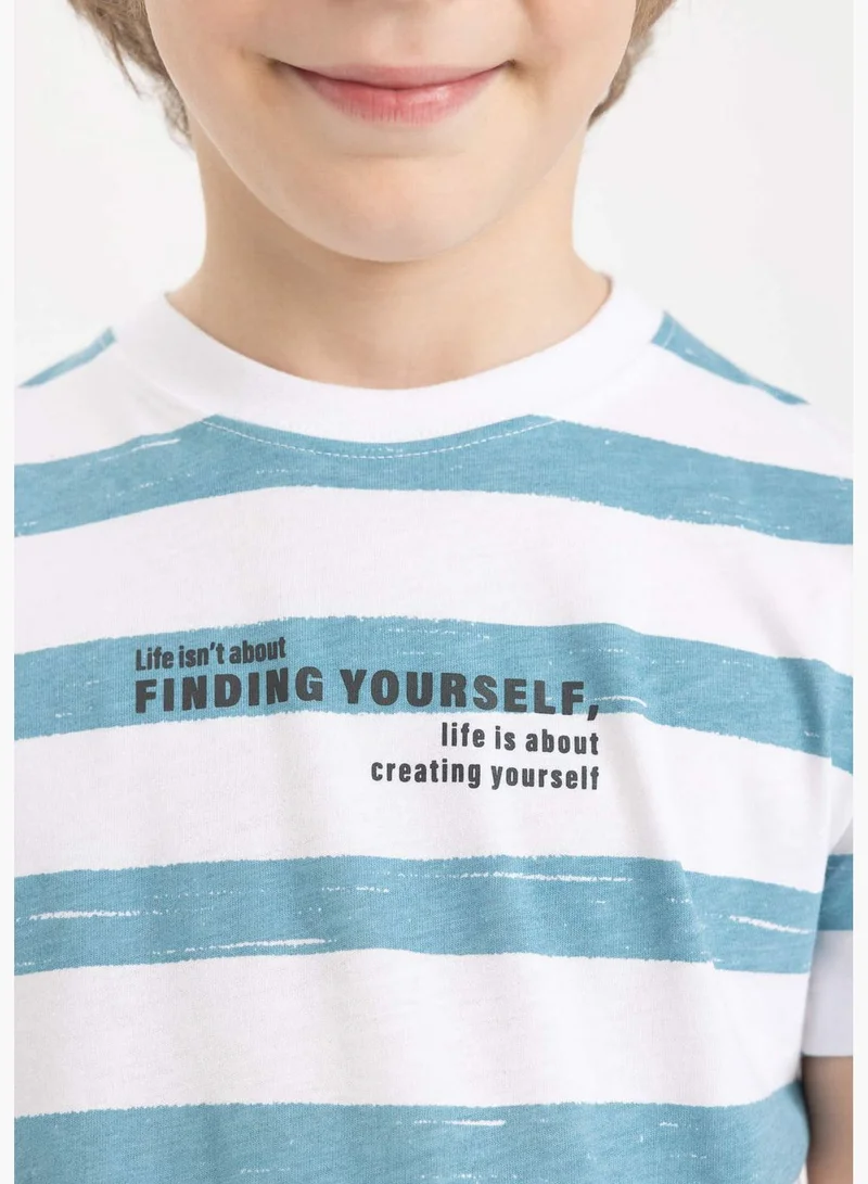 ديفاكتو Boy Crew Neck Knitted Short Sleeve T-Shirt