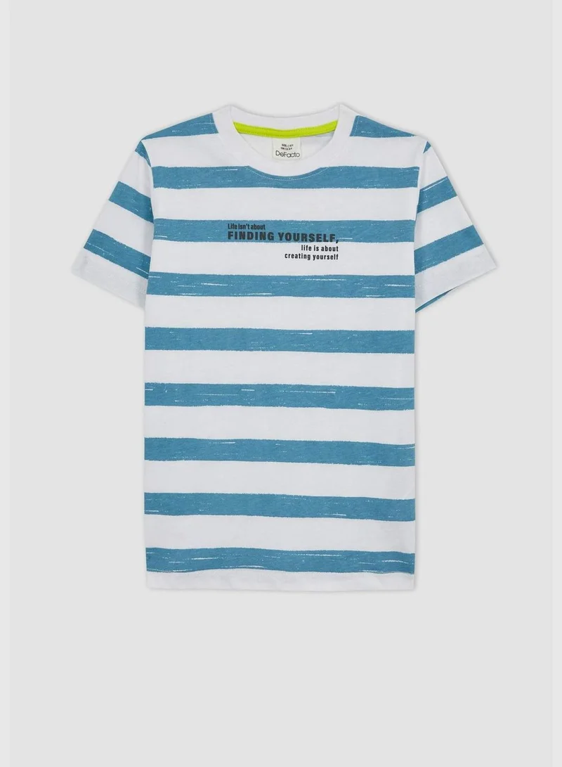 ديفاكتو Boy Crew Neck Knitted Short Sleeve T-Shirt