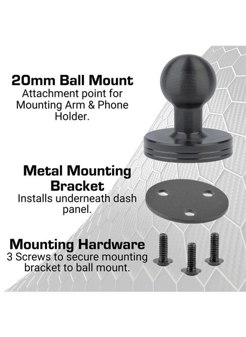 Bulletpoint Dash Mount Cell Phone Holder Jeep Compatible Wrangler (2007-2010 JK and 1997-2006 TJ) with 20mm Ball Mount for iPhone and Android Smartphone – Features Heavy Duty Carbon Fiber Kevlar Arm