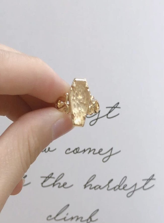 OIDIMS خاتم مفتوح على شكل نعش مزين بزهرة وردة، بتصميم بانك قوطي مستوحى من مصاصي الدماء، مناسب للنساء والفتيات والرجال، قابل للتعديل والتمديد، خاتم أنيق وعصري مناسب للهالوين والأزياء التنكرية، هدية مجوهرات رائعة لعيد الميلاد...، مصنوع من المعدن، جديد - Image 4