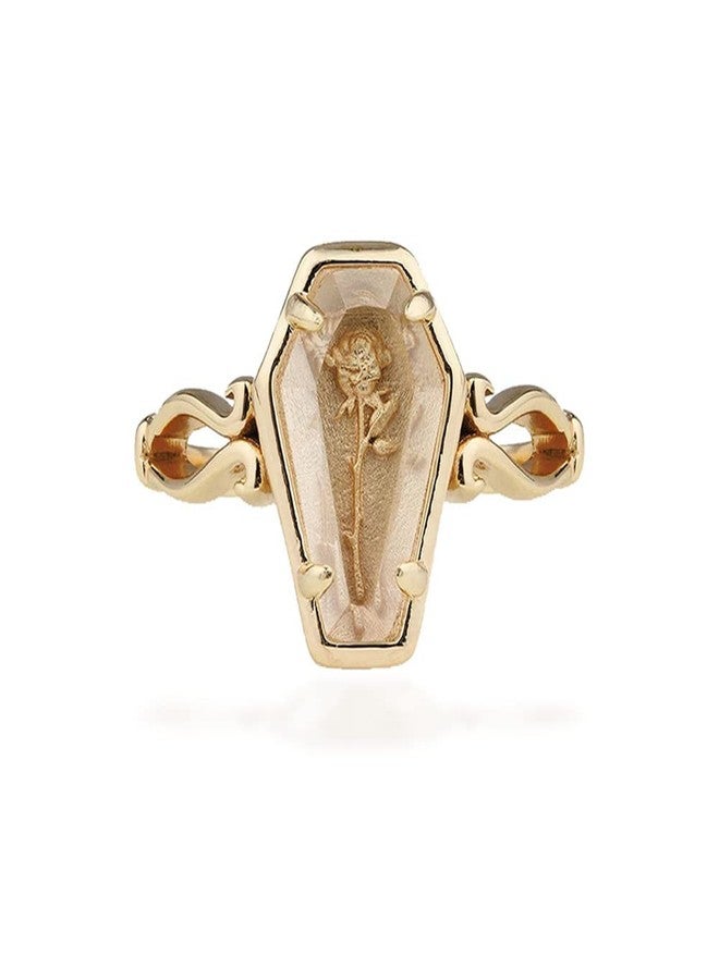 OIDIMS خاتم مفتوح على شكل نعش مزين بزهرة وردة، بتصميم بانك قوطي مستوحى من مصاصي الدماء، مناسب للنساء والفتيات والرجال، قابل للتعديل والتمديد، خاتم أنيق وعصري مناسب للهالوين والأزياء التنكرية، هدية مجوهرات رائعة لعيد الميلاد...، مصنوع من المعدن، جديد - Image 1