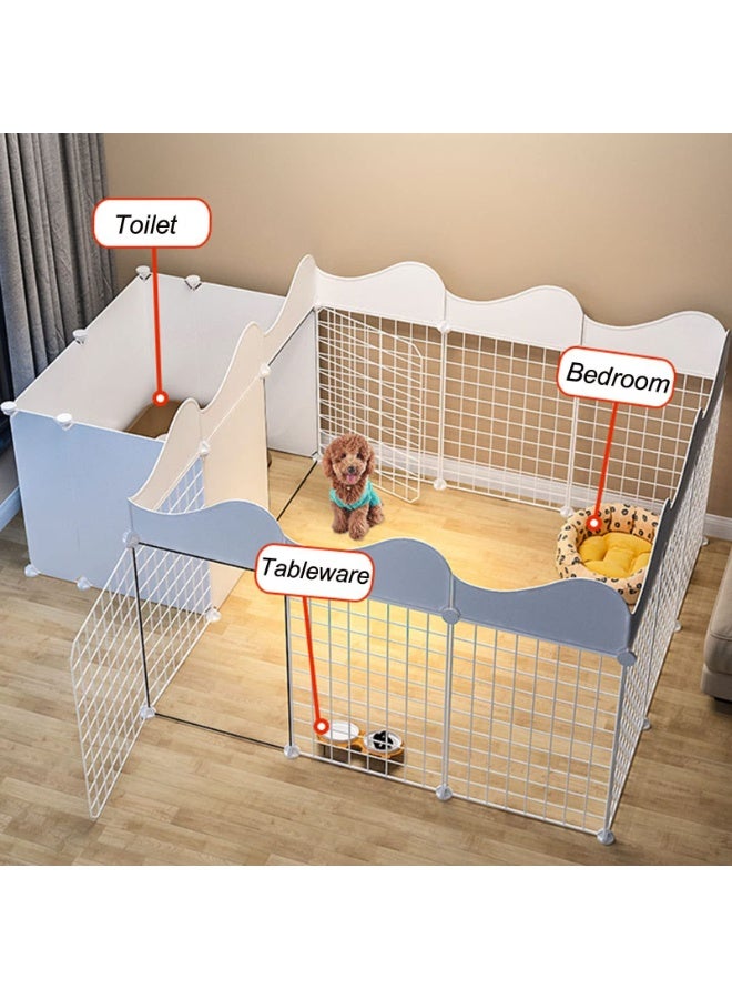 XiuWoo 105*70*53cm Cat Playpen Cat Cage Dog Cages With door and Storage Area,metal Pet Playpen Cats Exercise Pen Crate Cage Kennel Dog Foldable for Guinea Pigs, Rabbit, Puppy, DIY Metal Wire Yard Fence,White - Image 2