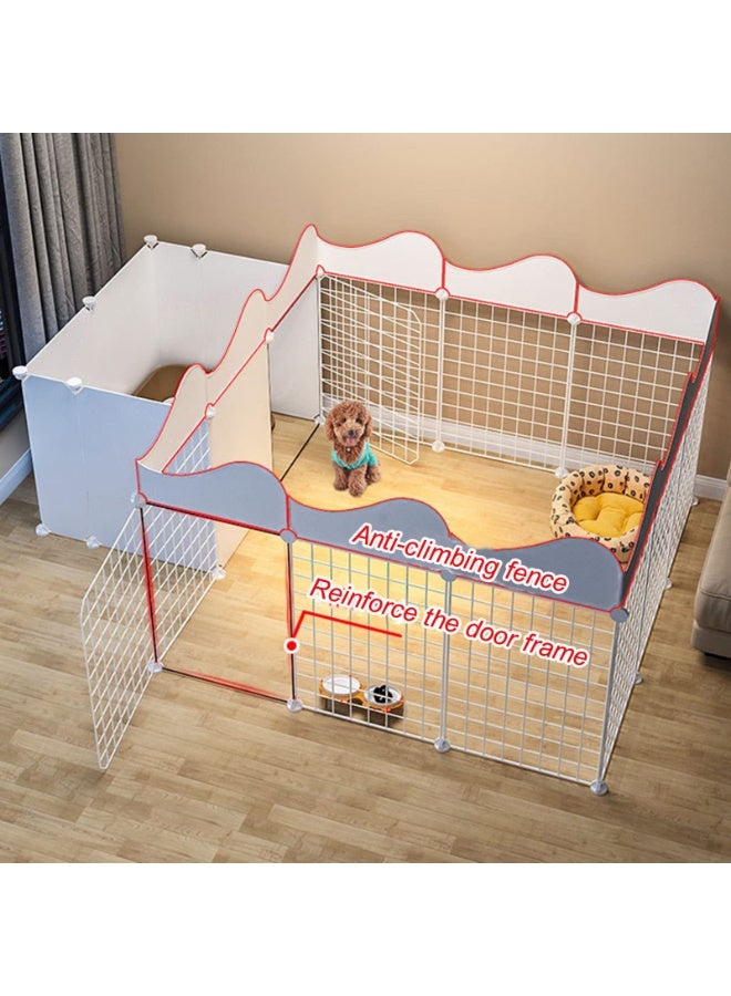 XiuWoo 105*70*53cm Cat Playpen Cat Cage Dog Cages With door and Storage Area,metal Pet Playpen Cats Exercise Pen Crate Cage Kennel Dog Foldable for Guinea Pigs, Rabbit, Puppy, DIY Metal Wire Yard Fence,White - Image 5