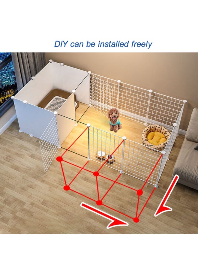 XiuWoo 105*70*53cm Cat Playpen Cat Cage Dog Cages With door and Storage Area,metal Pet Playpen Cats Exercise Pen Crate Cage Kennel Dog Foldable for Guinea Pigs, Rabbit, Puppy, DIY Metal Wire Yard Fence,White - Image 3