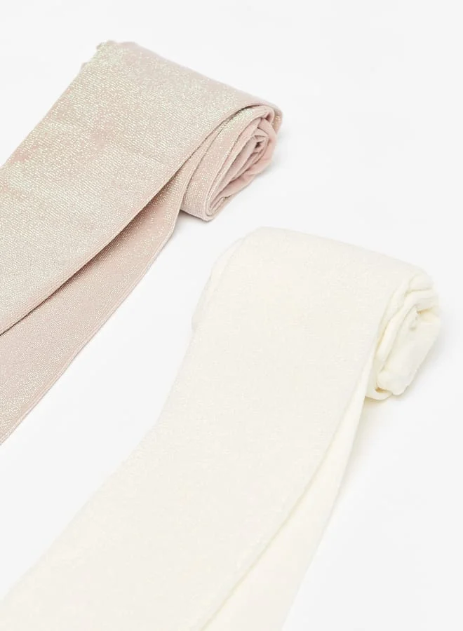 Little Missy Girls Textured Tights - Set of 2