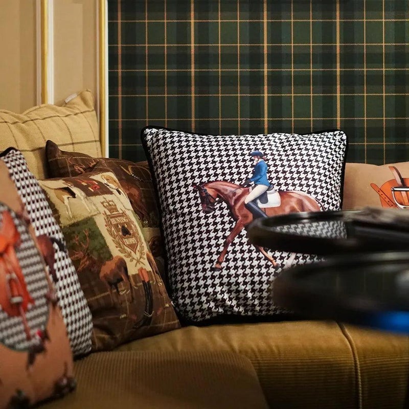 VITELLI DESIGN STUDIO Equestrian Blue Decorative Pillow - Image 3