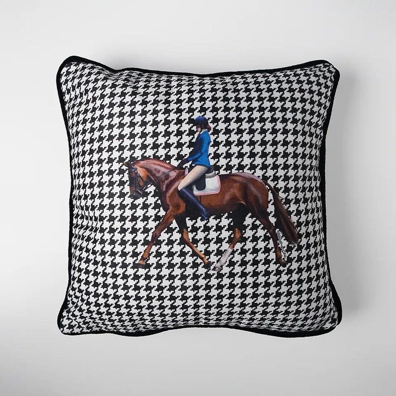 VITELLI DESIGN STUDIO Equestrian Blue Decorative Pillow - Image 1