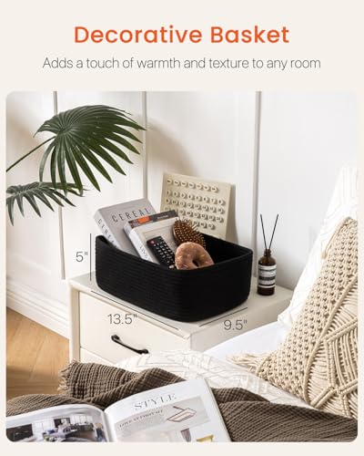 KALLAX Small Woven Basket 135 x 95 x 5 Inches Storage Basket for Organizing Cute Small Rope Shelf Closet Cube Storage Bins Baskets for Shelves Dog Toy Gift Baskets Empty 3 Packs Black - Image 3