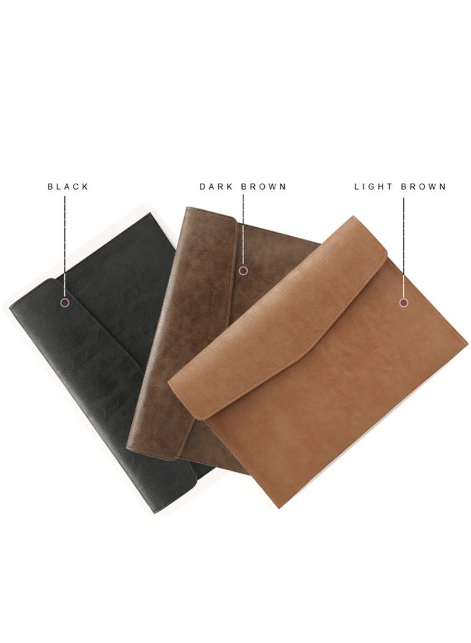 PU Leather Litchi Pattern Sleeve Case For 13.3 Inch Laptop, Style: Single Bag  (Dark Brown)