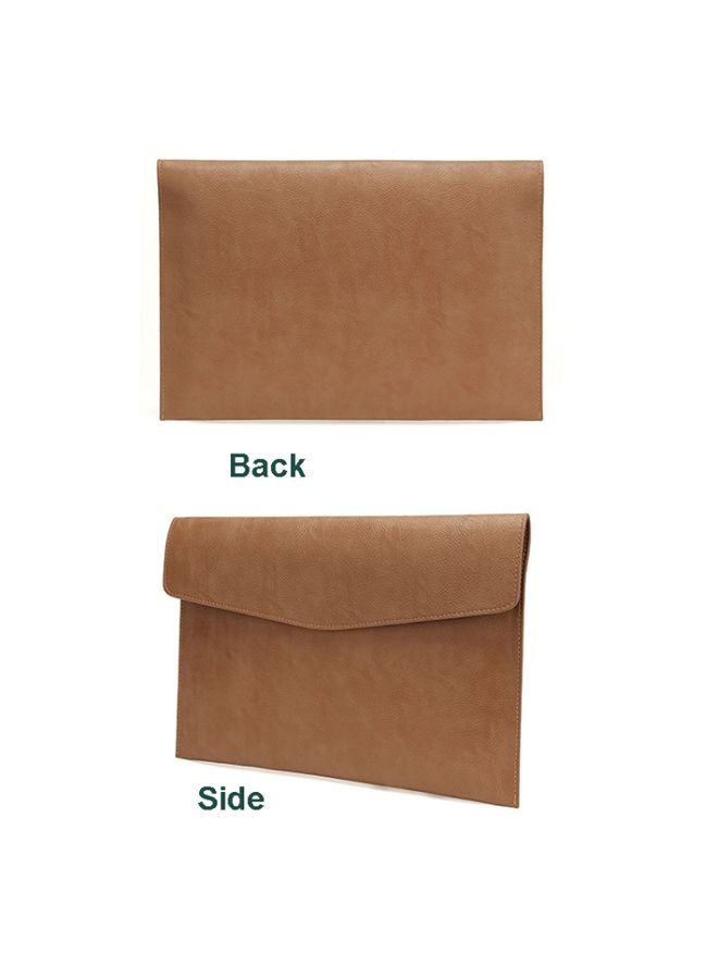 PU Leather Litchi Pattern Sleeve Case For 13.3 Inch Laptop, Style: Single Bag  (Dark Brown)