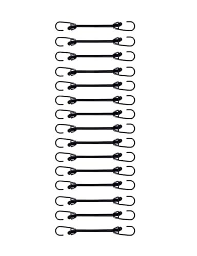 Joneaz Mini Bungee Cord with Hooks 2 Inch Plastic Coated Without Sharp Hook End 15 Piece