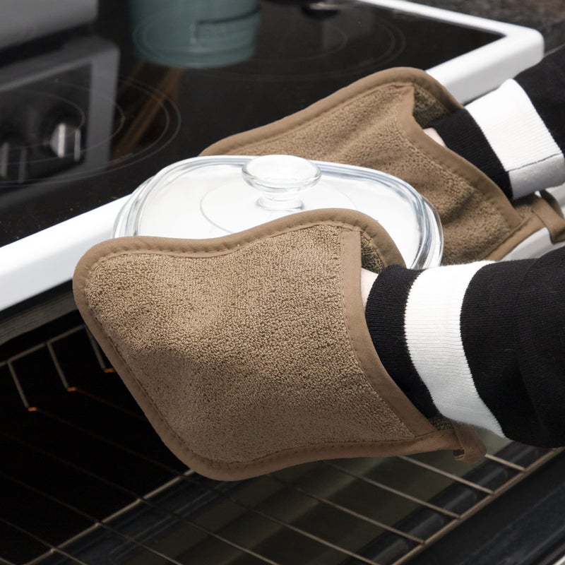Ritz Terry Pocket Mitt & Hot Pad: Unparalleled Heat Resistant  Durable 100% Cotton - Ergonomically Designed for Optimal Grip - Easy-Care Machine Washable  Perfect for Your Kitchen - Mocha Brown  2-Pk - Image 2