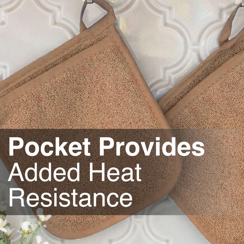 Ritz Terry Pocket Mitt & Hot Pad: Unparalleled Heat Resistant  Durable 100% Cotton - Ergonomically Designed for Optimal Grip - Easy-Care Machine Washable  Perfect for Your Kitchen - Mocha Brown  2-Pk - Image 5