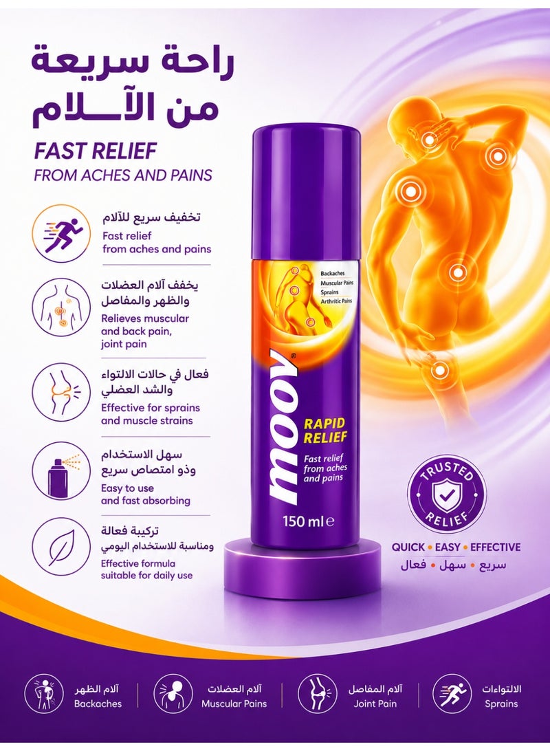 Moov Rapid Relief Pain Spray for Backache, Muscle & Joint Pain, 150ml, Pack of 3 - Image 2