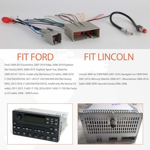 NuIth Car Radio Stereo Wire Harness Connector Antenna Adapter for Ford 2006-2012, Lincoln 2006-2010, Mercury 2006-2009 Fit OEM Radio Amplifier Wiring Harness RCA Adaptor Plug Installation - Image 4