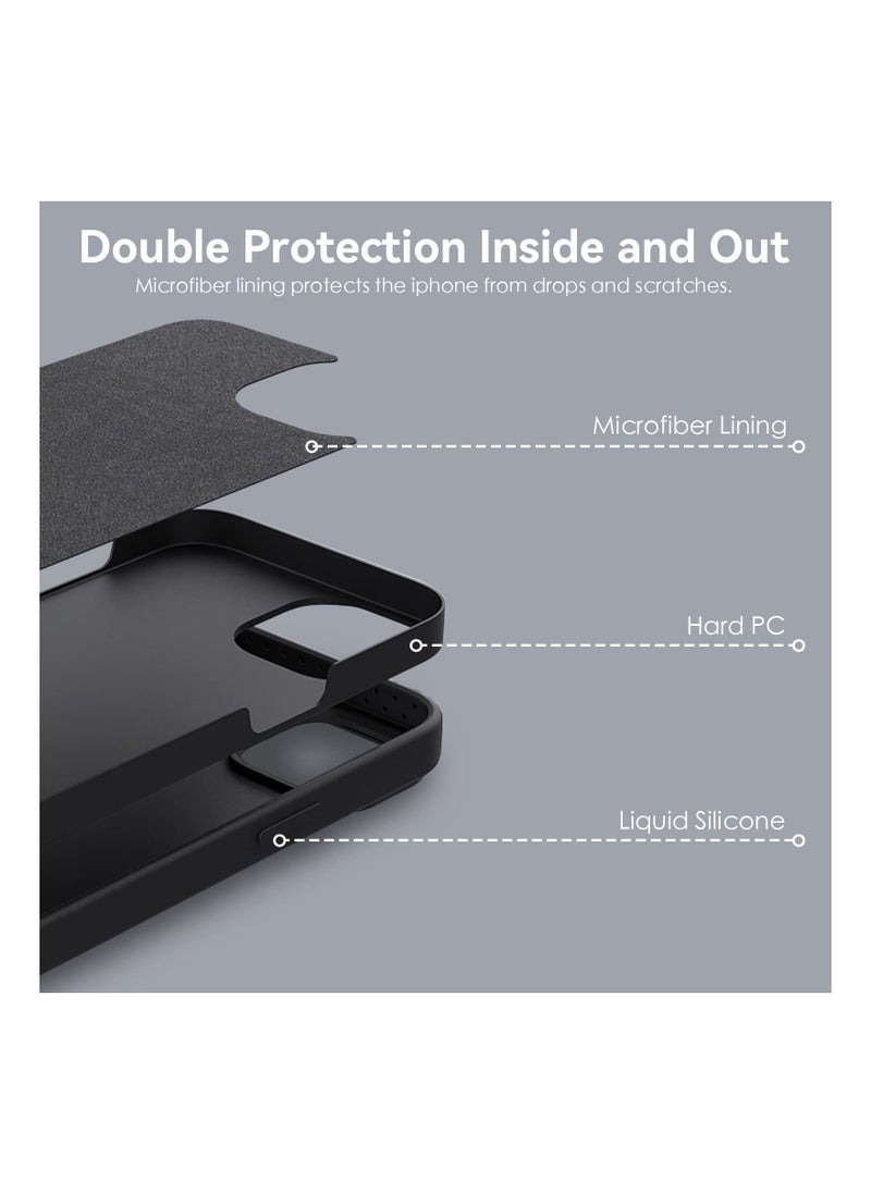 Aookay - Magnetic Case for iPhone 14 Pro Max 6.7", Liquid Silicone Case with Slide Camera Cover, [Compatable with MagSafe] [Microfiber Lining] Slim Shockproof Protective Phone Cover, Black - Image 1