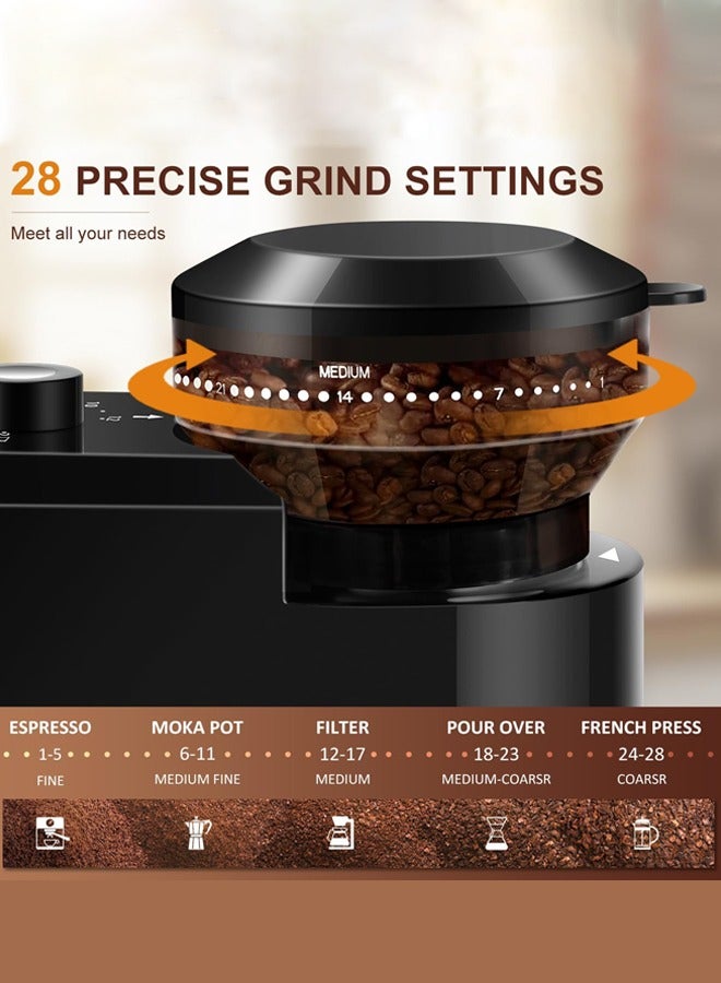 wancle Electric Burr Coffee Grinder,28 Precise Settings & Anti-Static Burr Grinder for  French Press, Drip Coffee and Espresso,12 Cups,Black - Image 3