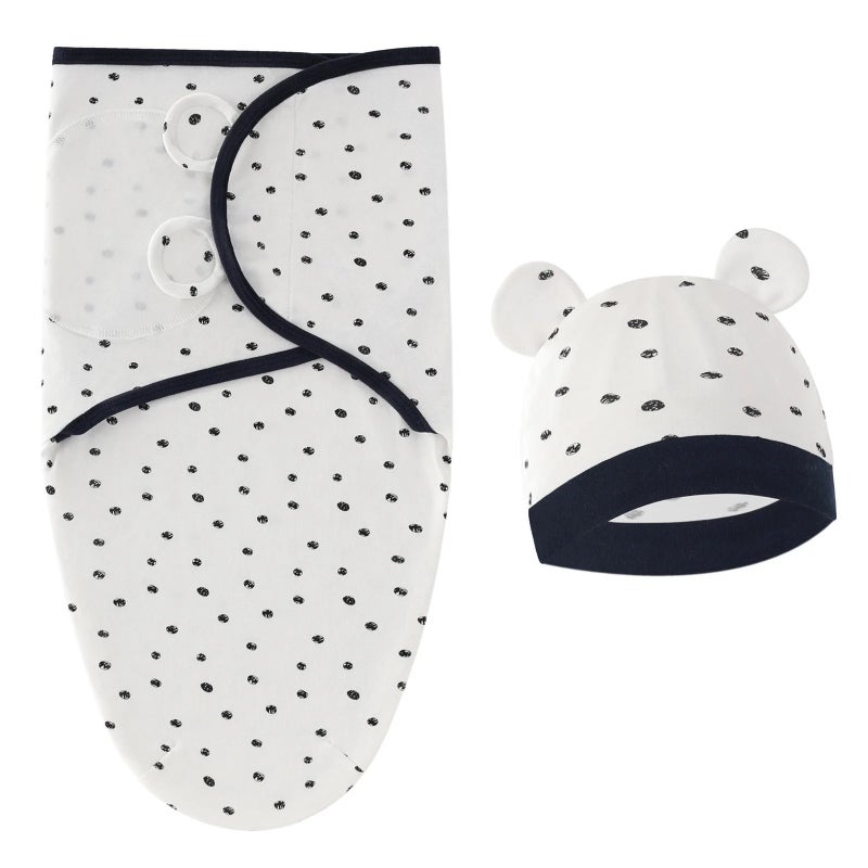 Y&D Baby Swaddle Wrap with Hat Set - Soft Cotton Swaddle Blanket for Newborn Infant Sleep (Swaddlers) - Image 1