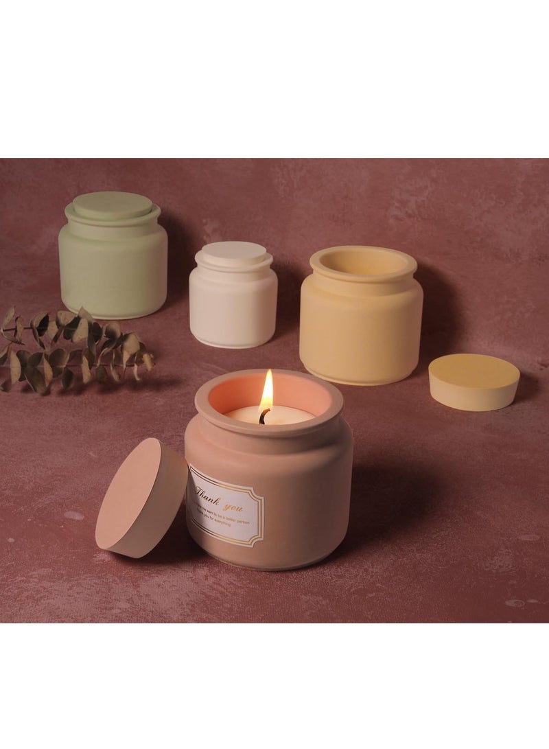 SYOSI Storage Box with Lids Candle Jar Molds Set, Creative Silicone Vessels Pot Molds, Concrete Round Stripe Cover Bottle Making Moulds for Holder - Image 2