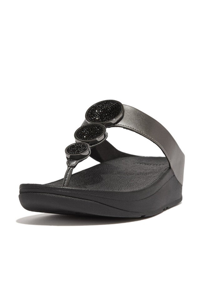 FitFlop 049-793 صنادل السيدات FITFLOP HJ1-B06 صنادل هالة معدنية بدائرة خرز - أسود بيوتر - Image 4