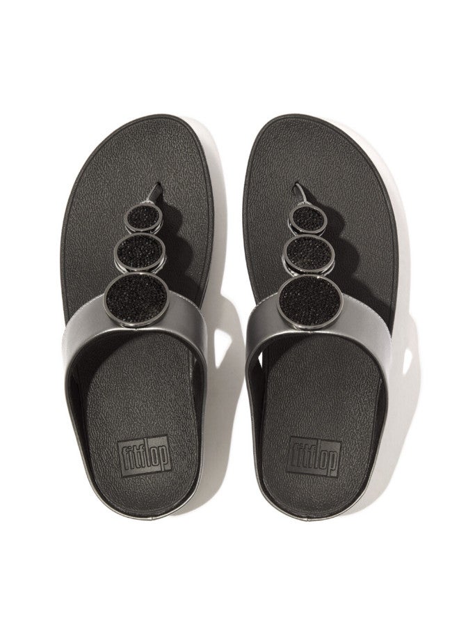 FitFlop 049-793 صنادل السيدات FITFLOP HJ1-B06 صنادل هالة معدنية بدائرة خرز - أسود بيوتر - Image 2