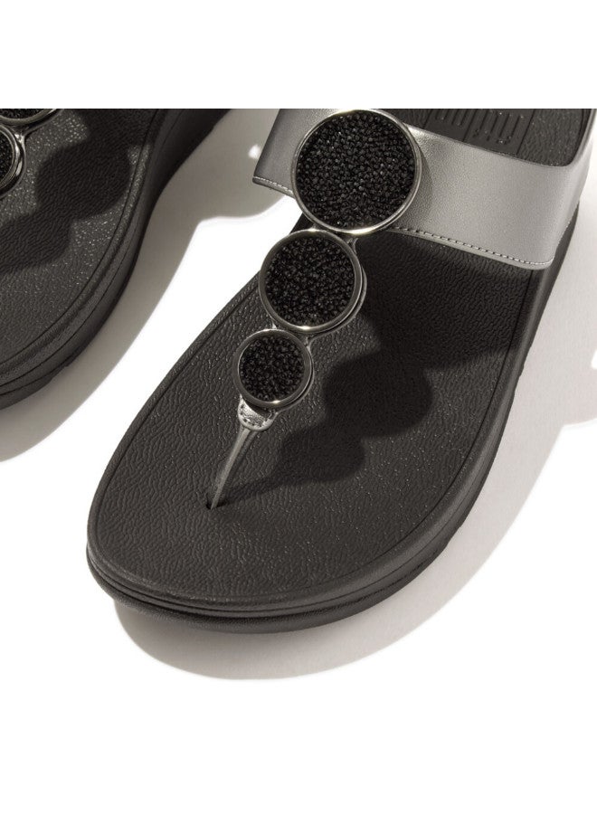 FitFlop 049-793 صنادل السيدات FITFLOP HJ1-B06 صنادل هالة معدنية بدائرة خرز - أسود بيوتر - Image 3