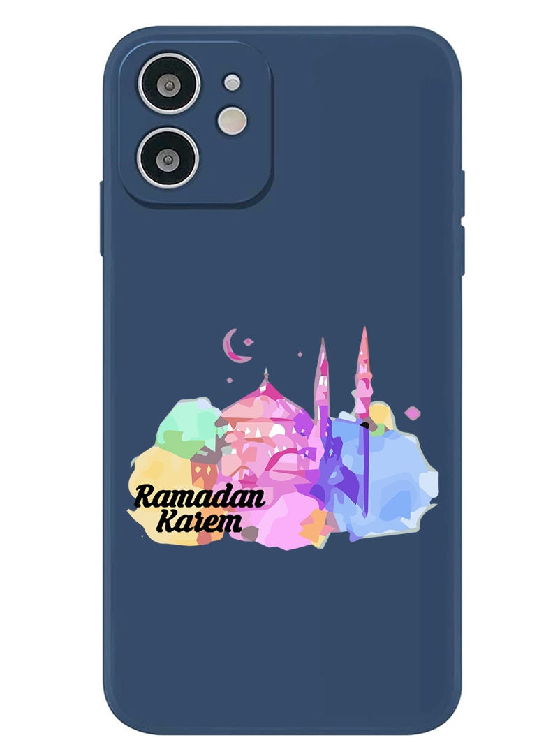 Theodor Protective Slim Fit Case Liquid Silicone Cover with Full Body Protection Anti-Scratch Shockproof Case For iPhone 12 Blue  - Ramadan Kareem copy - Image 1