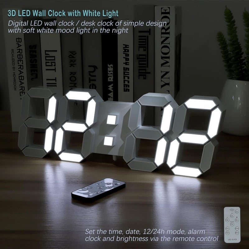 KOSUMOSU ساعة رقمية LED ثلاثية الأبعاد من ، حجم 38.1 سم، مناسبة لغرفة النوم أو غرفة المعيشة، تتميز بتصميم عصري وجميل ومزودة بجهاز تحكم عن بعد - Image 4