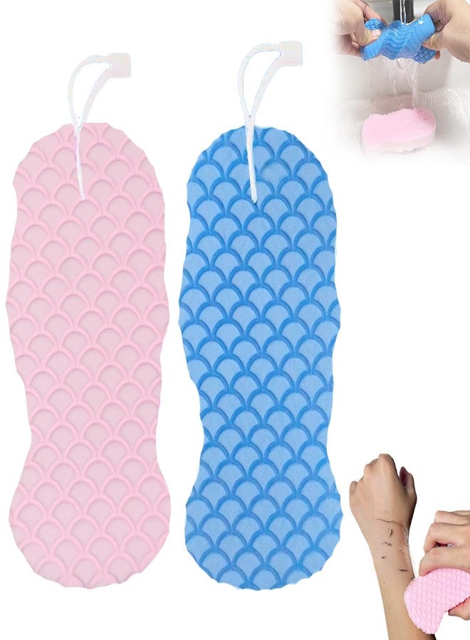 Treayes Magic Exfoliating Body Scrubber,3D Super Soft Exfoliating Bath Sponge,Removes Dead Skin and Impurities from Body-Skin Friendly and Reusable for Adults Children and Pregnant Women(Blue+Pink) - Image 1