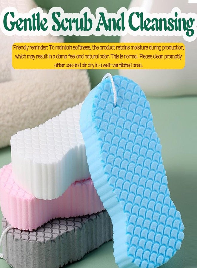 Treayes Magic Exfoliating Body Scrubber,3D Super Soft Exfoliating Bath Sponge,Removes Dead Skin and Impurities from Body-Skin Friendly and Reusable for Adults Children and Pregnant Women(Blue+Pink) - Image 2