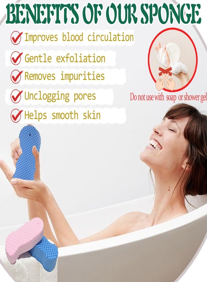 Treayes Magic Exfoliating Body Scrubber,3D Super Soft Exfoliating Bath Sponge,Removes Dead Skin and Impurities from Body-Skin Friendly and Reusable for Adults Children and Pregnant Women(Blue+Pink) - Image 4