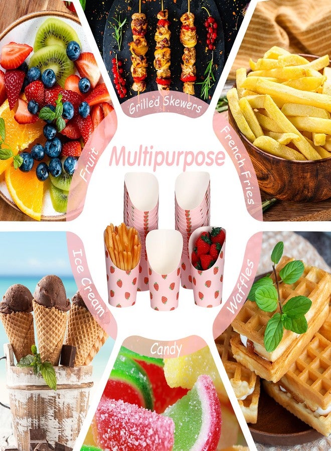 Meanplan 50 Pcs Strawberry Charcuterie Cups with 200 Pcs Cocktail Sticks 14 oz Disposable Snack Cups Strawberry Baby Shower Berry First Birthday Party Supplies for Appetizers French Fry Fruit - Image 4