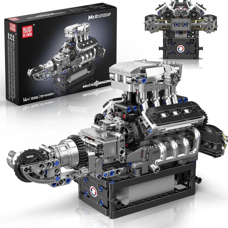 mould king 10206 V8 Engine Model kit That Runs, Build Your Own STEM Model Engine,8-Cylinder Car Engine Building Engineering Toys for Kids/Adults Collections(737+PCS) - Image 1