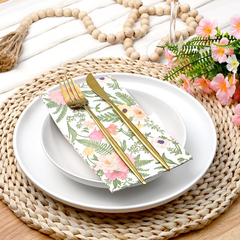 Homlouue Homlouue 100PCS Floral Napkins Wildflower Paper Napkins 3Ply  Flower Napkins Decorative Bathroom Napkins Guest Disposable Paper Hand Towels for Wedding Birthday Summer Spring Tea Party  - Image 2