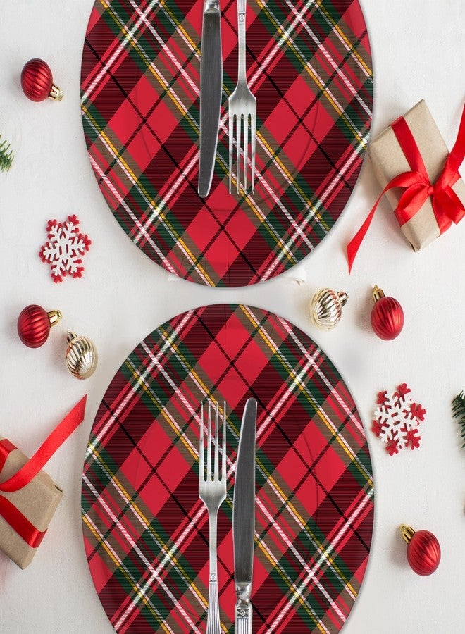 LeZakaa 50Pcs Christmas Paper Plates Sets - Vintage Red and Black Plaid Design Disposable Party Plates Decorative Tableware Supplies Table Decor - 7 Inch & 9 Inch - Image 5